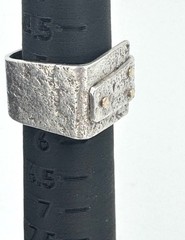 Vintage Modernist Sterling Silver Artisan Square Ring