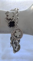 Joan Slifka Sterling 925 Heart Angel Cross Love Luck Charm Two Sided Bracelet