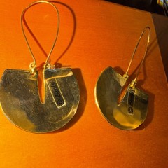 Vintage Edgar Berebi Retro green and gold colored Dangle Hook Earrings marked