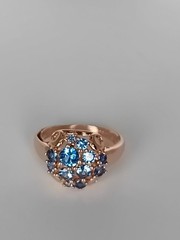 Vintage 1990-s 14 Ct Rolled Gold Blue Topaz Ring Size UK P US 7 1/2- Hallmarked