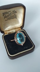 Vintage 1990-s 14 Ct Rolled Gold Aquamarine Ring Size UK N US 6 3/4- Hallmarked!