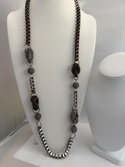 Vintage 80’s Sculptural Necklace Copper Bronze Knots Chains Metallic Industrial