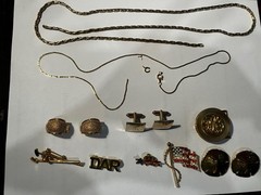 Vintage Costume Jewelry Lot – Chains Cufflinks Pins Tie Clips Unbranded