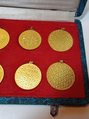 Chinese Peking Jewelry 8 Piece Enameled Pendant Set Original Box MISSING 2