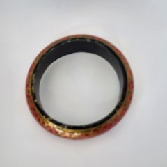 Vintage India Hand Painted Bangle Necklace Heart Floral Boho Beads