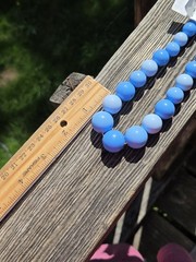 Vintage Hong Kong Blue Plastic Beaded Necklace Graduated Long Chunky Deadstock