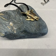 Vintage 1996 Phister Enamel Rabbit Necklace Pendant Rhinestone Eyes. J-1
