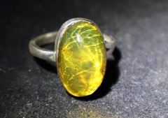 Finest Natural Clear Ocean Green Amber .925 Sterling Silver Ring #6 free resize