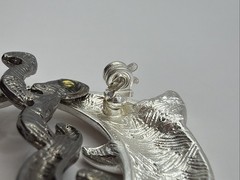 Vintage silver-plated DOLPHIN brooch W/ Textured Pewter Tone Waves EUC