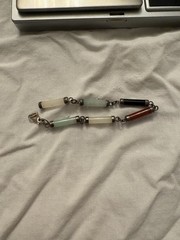 LA 925 Sterling Silver Multi-Color Stone Link Bracelet *Broken CLASP* 5.16 G
