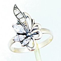 Vintage Luxury RING Silver 925 with Bright Stones-size: 9.5US(19.5mm) Ukraine#79