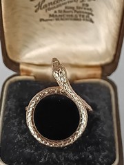 Vintage 1990-s 14 Ct Rolled Gold Black Onyx Ring Size UK O US 7 – Hallmarked!