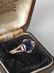 Vintage 1990-s 14 Ct Rolled Gold Sapphire Ring Size UK N US 6 3/4 – Hallmarked!