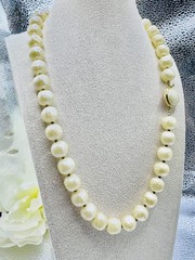 Rare! High End! “Trifari” w/Crown Over “T” 22″ Faux Baroque Pearls’ Necklace