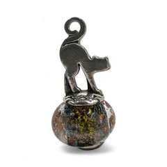Retired James Avery Scaredy Cat Art Glass Charm 925 Sterling Silver