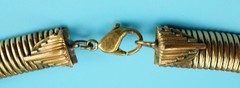 Vtg Ermani Bulatti Art Deco Mother of Pearl Gold Tone Choker Clipon Earrings Set