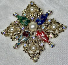 VINTAGE SARAH COVENTRY GALAXY BROOCH/PENDANT WITH CLIPON EARRING SET RHINESTONES