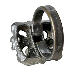 Tapani Vanhatalo Finland Brutalist Bracelet Ring Set Silver Plated Pewter Modern