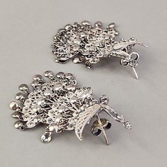 Vintage Sterling Silver Peacock Earrings Cannetille Filigree Articulated Dangles