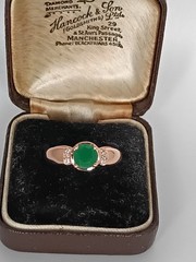 Vintage 1990-s 14 Ct Rolled Gold Emerald Ring Size UK P US 7 1/2 Hallmarked!