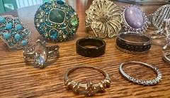 Vintage to Modern 20 Rings Adjustable & Various Sizes Sparkly Rhinestones Bands