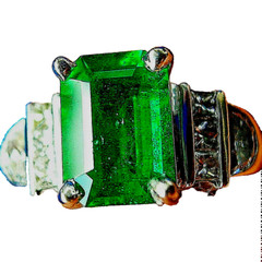 Original EARTH MINED EMERALD DIAMOND Deco Engagement Ring 14K GOLD Solitaire S 7
