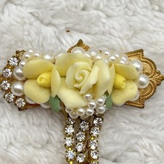 Vintage Ceramic Flower Brooch Lot of 2 Pins AS IS
