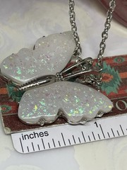 Silver Fire Opal Butterfly Anniversary Birthday Wedding White Gift Memorial Brid