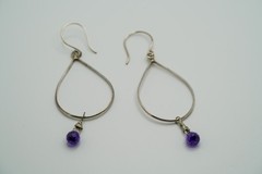 Vintage Sterling Silver Amethyst Dangle Earrings 7.2cm