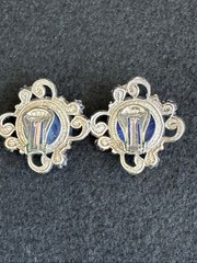 VTG Unsigned Sarah Coventry Fiesta Clip on Earrings Blue Swirl Lucite