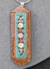 Antique Micro Mosaic Converted Pendant 16.5″ 925 Ster Silver Necklace AS IS D79