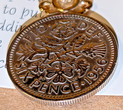 Vintage Jacmel JCM 14K Lucky Sixpence Pendant