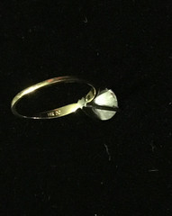 14K Gold Round Cut Solitaire CZ Dainty yet impressive Engagement/ Promise Ring