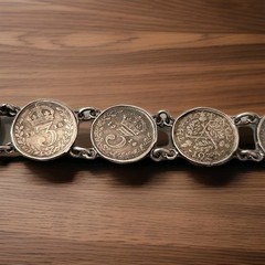 VTG Great Britain 3Pence 8Coins 7.5″ Sterling Victoria George Bracelet 1883-1934