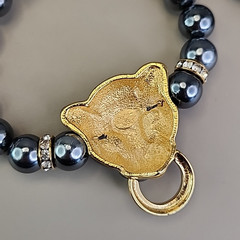 Vintage Kenneth J Lane For Avon Panther Set Gray Necklace Bracelet Earrings KJL