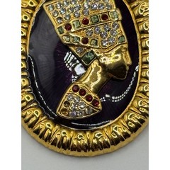 Vintage Berebi Nefertiti Brooch Enamel Limited Edition Pin Missing Rhinestones