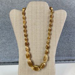Vintage Chunky Necklace Golden Brown 25″ Statement Graduated Oval Beaded