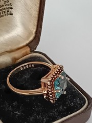 Vintage 1990-s 14 Ct Rolled Gold Aquamarine Ring Size UK P US 7.5 Hallmarked!