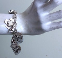 Joan Slifka Sterling 925 Heart Angel Cross Love Luck Charm Two Sided Bracelet