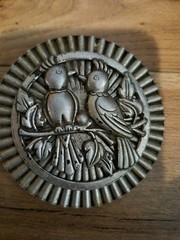 Vintage Silver Metal Round Brooch with Birds Design No Stone Bird Theme Jewelry