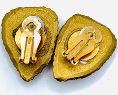 JEFF LIEB 80S VTG LARGE GOLD TONE ROPE RHINESTONE 3D CHUNKY EARRINGS- READ