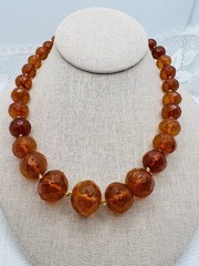 Vintage Rare GORGEOUS FACETED AMBER Hand Knotted NECKLACE – 44 GRAMS