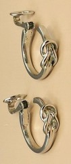 Trifari Earrings Clip On Silver Tone Love Knot Hoops