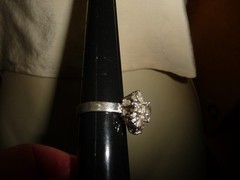 SOLITAIRE MARQUISE FAUX DIAMONDS SZ 10 ADJUSTABLE RING #8/19-F