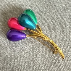 VTG Balloon Brooch Pin Balloons Gold Tone Large Big Birthday Colorful Enamel