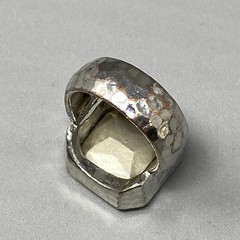 Large Rhinestone Ring Clear Glass Silver Tone Band Bezel Set Wide Band Sz 7.75