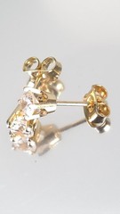 Vintage Estate 14K Solid Yellow Gold 0.5ct Cubic Zirconia Stud Earrings 4mm