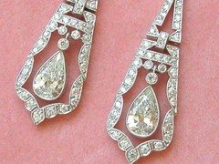 Art Deco Style Lab Created Diamond Engagement &Wedding 14K White Gold FN Earring