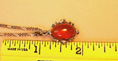 Vintage Sterling Baltic Amber and Marcasite Pendant with Sterling Chain