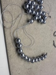 Minimalist Light Grey Glass Pearl Choker Stainless Toggle
